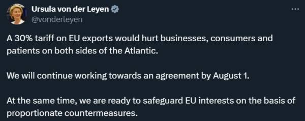 加拿大足球
_冯德莱恩回应特朗普加征30%关税：必要时将对等反制